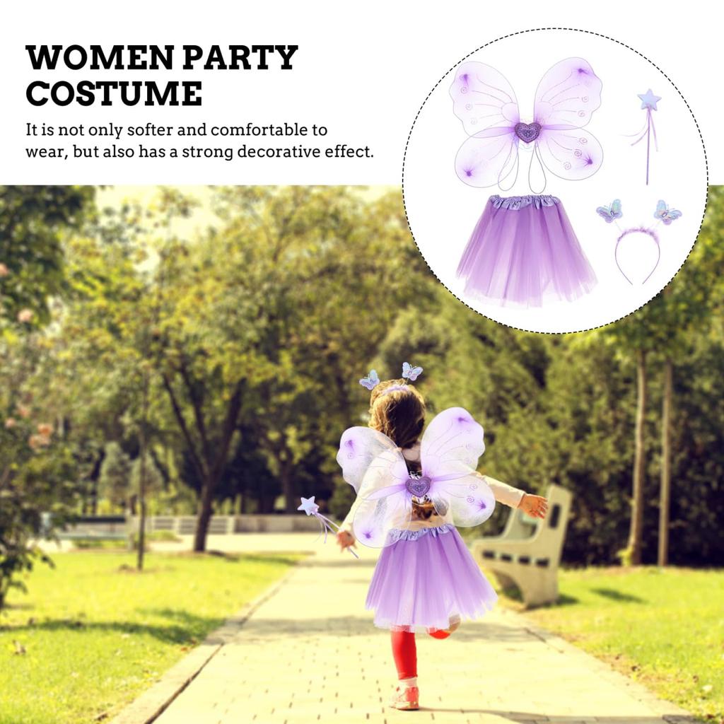 CALLARON Fairy Cosplay Set Angel Wings Cosplay Kids Lovely Angel Angel Wings Angel Ring Heart Stick Costume Accessories Unisex Purple 42x33cm Purple