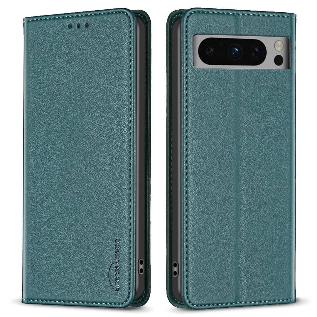 

BINFEN COLOR BF18 Protective Case for Google Pixel 8 Pro Phone Case Leather Flip Cover with Card Holder Green