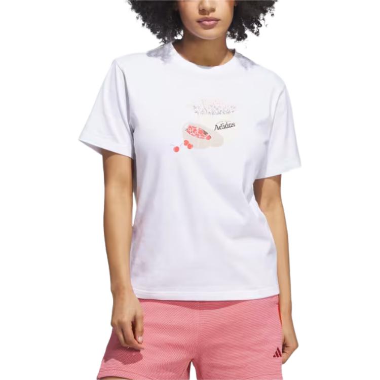 

Adidas Letter Pattern Printed Round Neck Short Sleeve T-Shirt Women T-Shirts White JN2543 XXL