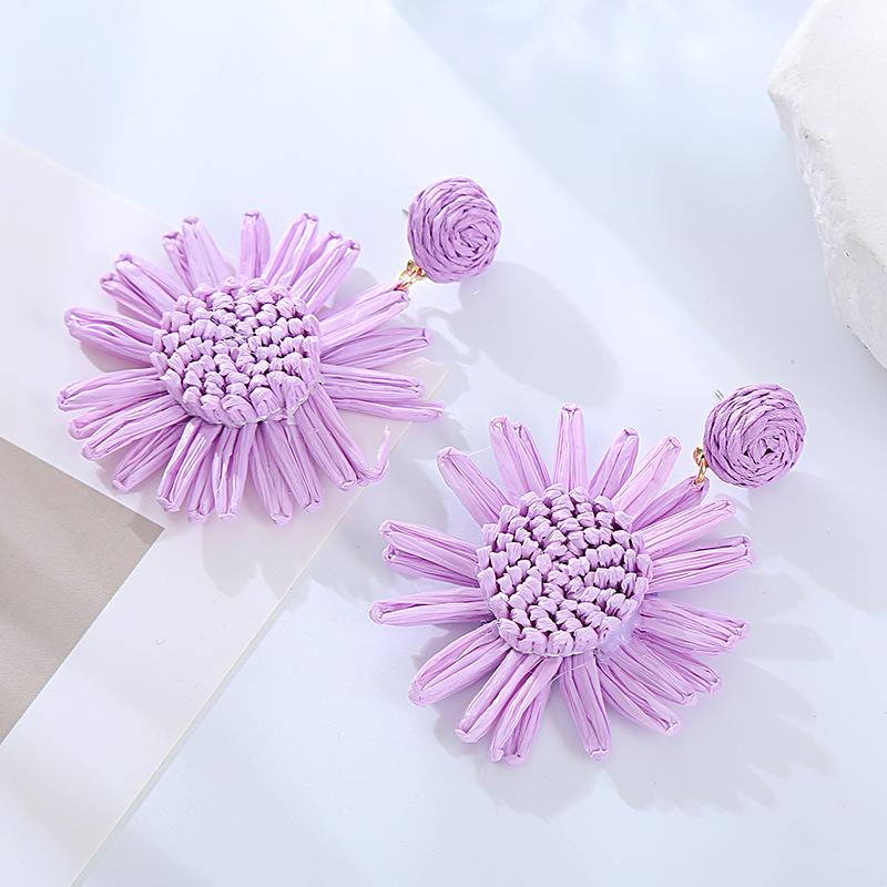Fashionable Earrings Woven Chrysanthemum Earrings Feminine Temperament Fresh Personality Sunflower Earrings