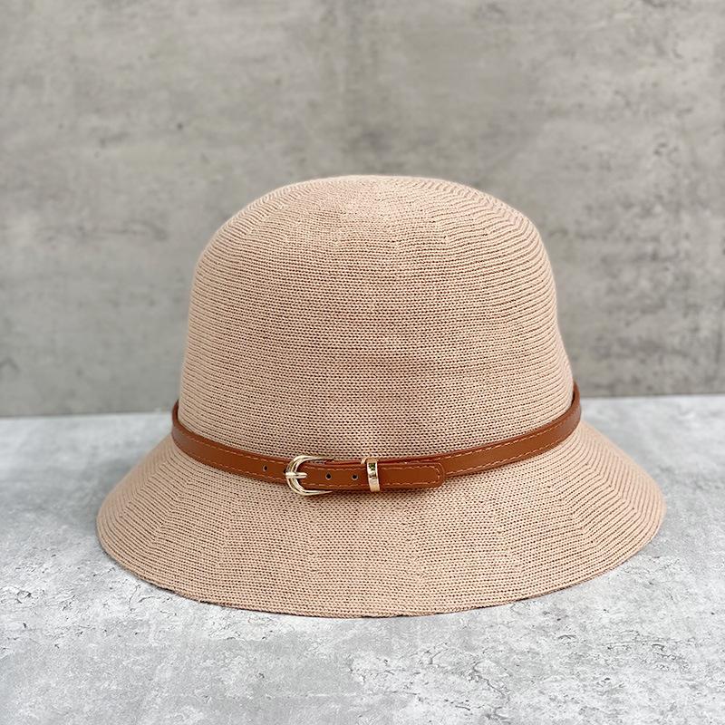 

Japanese Simple Casual Belt Basin Hat Women S Retro Versatile Literary Fan Woven Sunshade Bucket Hat Beige M（56-58cm）
