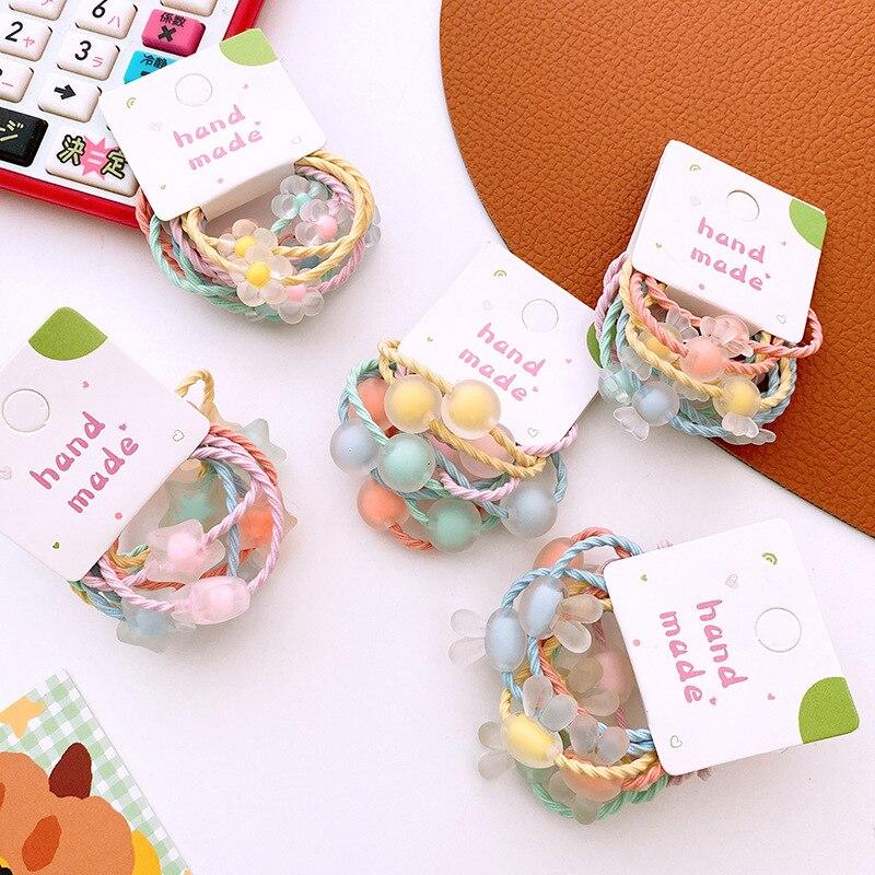 

10 шт./компл. детская веревка для волос, однотонная корейская модная детская резинка для волос, милая эластичная лента для волос, аксессуары для волос