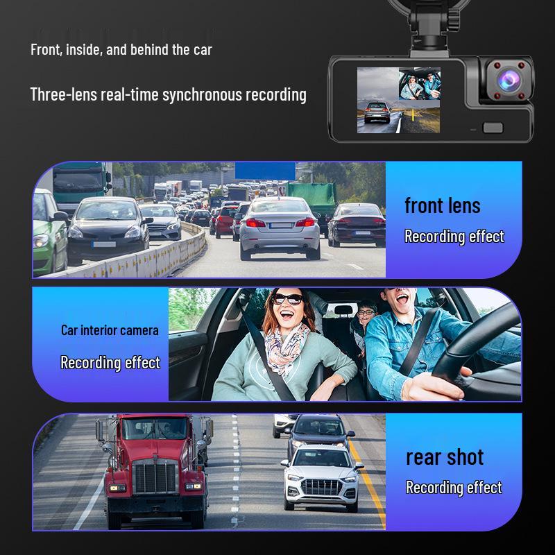 Wireless WiFi Dash Cam: HD Car Recorder with Mobile Phone Sync and Three-Way Video Capture