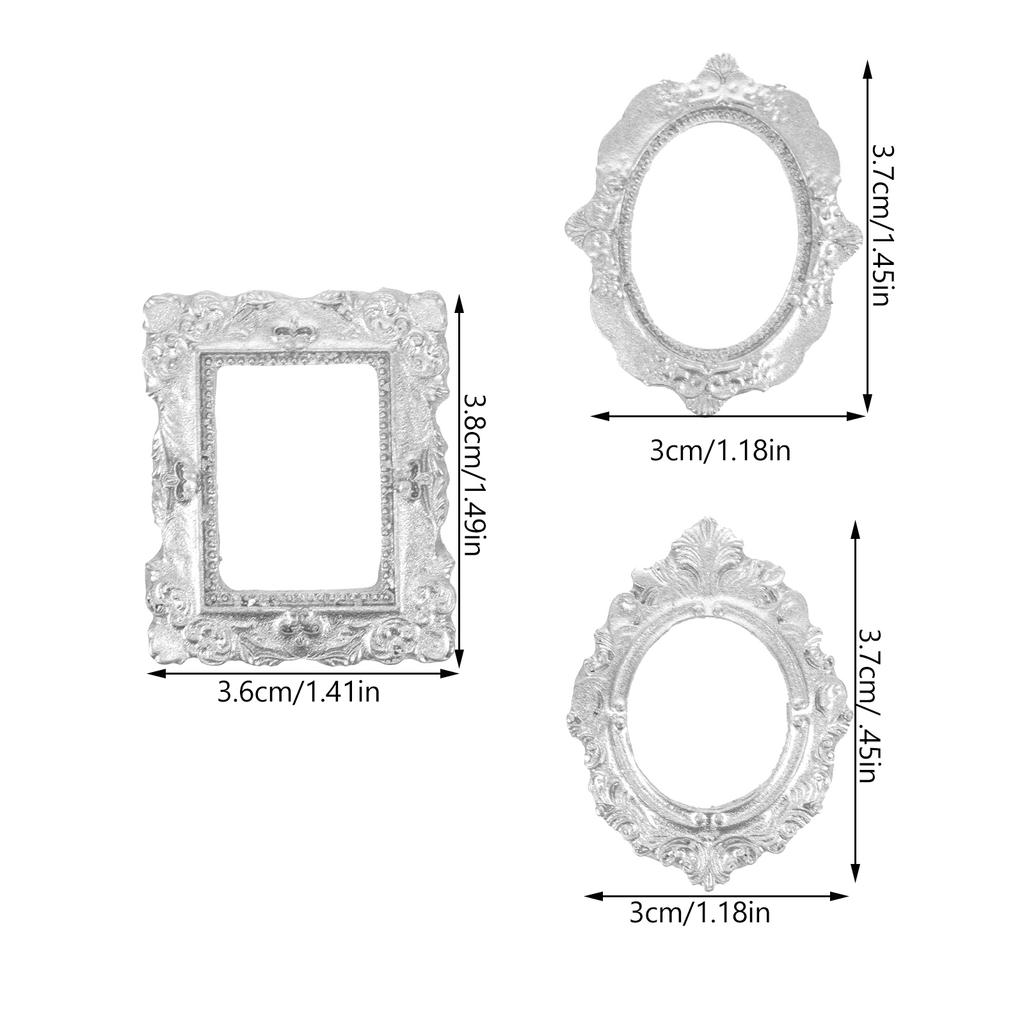 Öl Rahmen Zubehör Bild DIY Handwerk Silber Harz Mini Foto Requisiten Vintage Decor
