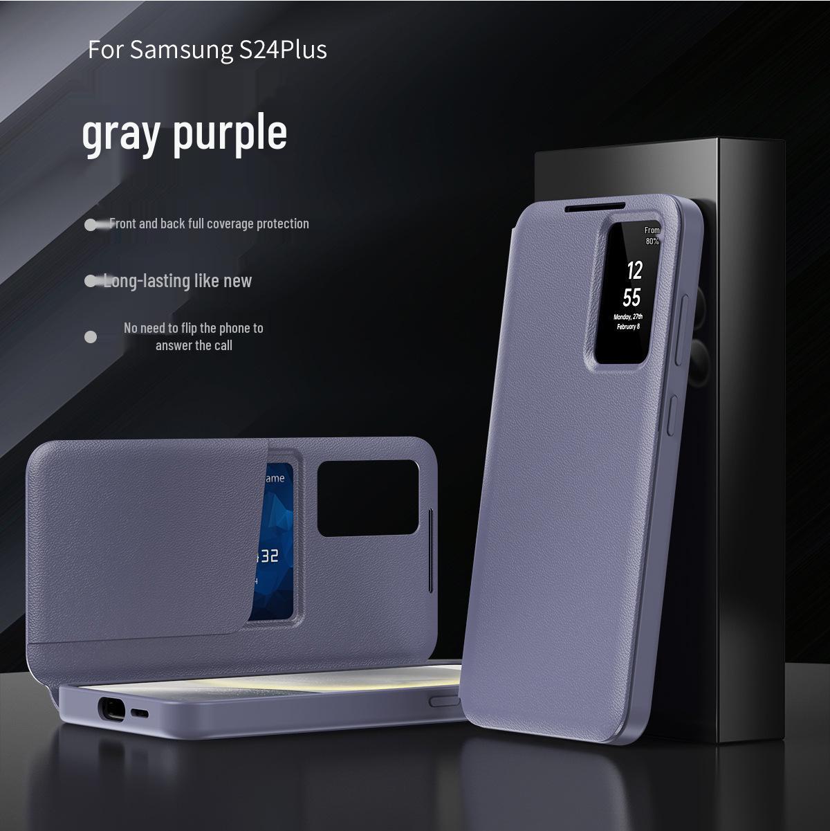 

Samsung S25 Ultra Card Slot Leather Case with Flip-Free Answering & Smart Sleep Window Samsung S24 Plus with Box