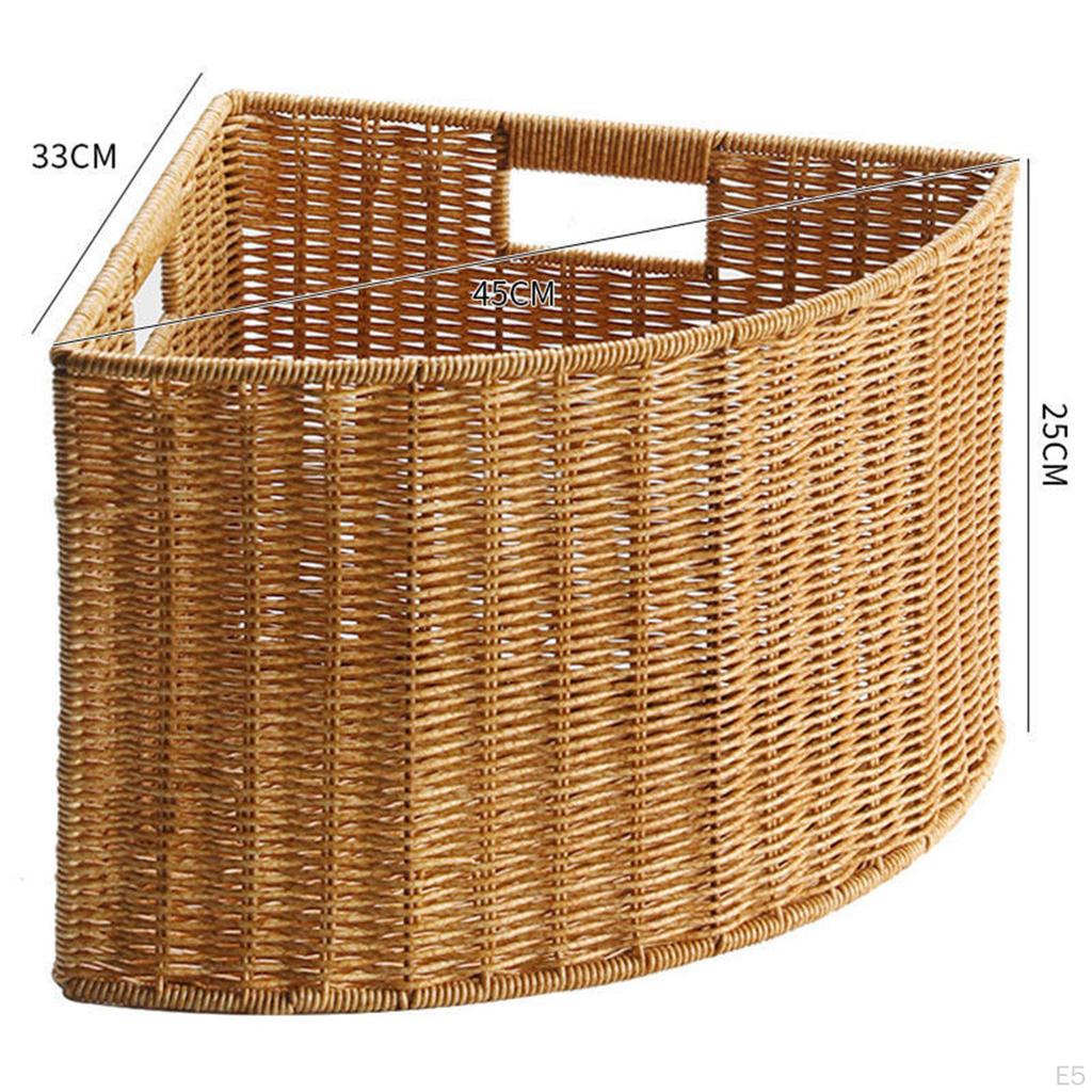 Corner Storage Basket Accessories Large Capacity Open Top Compact Sturdy Fan Shape Organizer for
