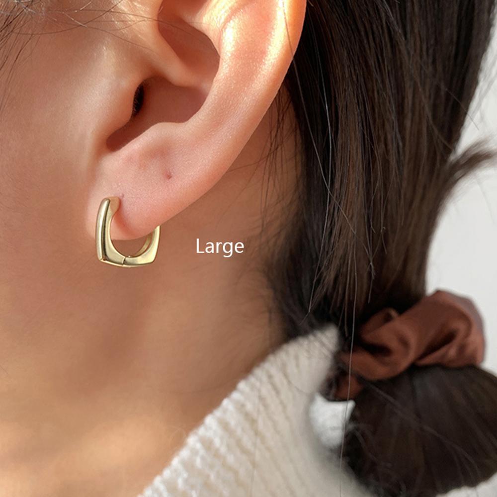 Daily Gold Color Simplicity Geometric French Square Earrings Hoop Earrings Fashion Jewelry Ear Stud