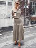 New Arrival  Autumn Women's Tight Fit Inner Wear Hole Crew Long Sleeve Casual Knit Set