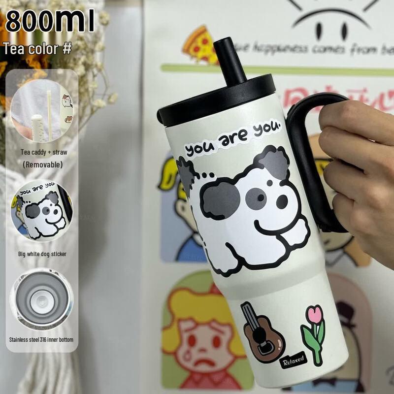 Qiwei Large Capacity Insulated Tumbler with Straw and Tea Infuser