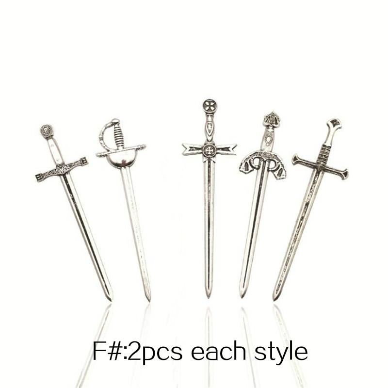 10PCS/Bag Vintage Metal Knife Sword Fencing Charms DIY Fashion Accessories Pendant Charms for Jewelry Making Earrings Bracelet.