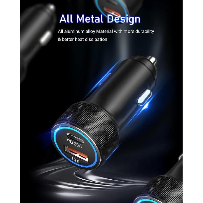 USB C Car Charger 2 Pack, 38W Cigarette Lighter Adapter 12V USB Outlet PD/QC Fast Charging Car Phone Charger Plug for iPhone 16 15 14 13 Pro Max,