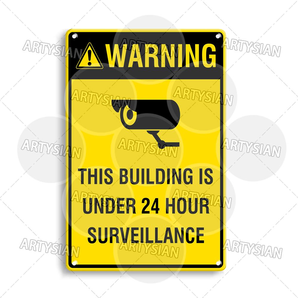 CCTV Surveillance Metal Sign Shop Security Plaque Camera Monitoring Shoplifting Warning Crime Deterren Safety Alert 24-Hour