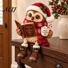 Resin Reading Owl Statue Book Lover Shelf Sitter Figurine, Statue, Whimsical Forest Animal Ornament Farmhouse Tabletop for Bookshelf Home Decor,