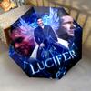 Fiery Dual Nature: Human Devil Folding umbrella travel Portable Sun umbrella Umbrella Three folds