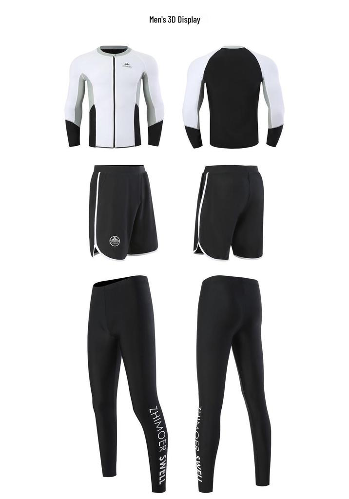 Unisex Long Sleeve Quick-Drying Zipper Wetsuit with Sun and Jellyfish Protection - Couple's Surfing Swimsuit Set