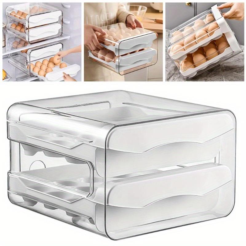 Refrigerator Egg Storage Box Drawer Style Egg Organizer 2-layer Pull-out Box For Keeping Eggs Fresh Large Capacity Kitchen Rack