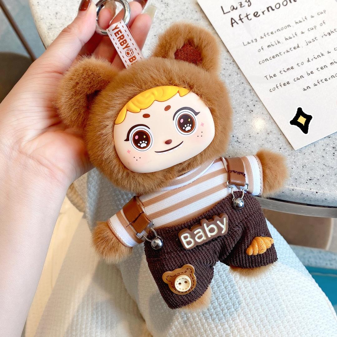 

Non-Toxic 14Cm Cartoon Cute Bear Vinyl Plush Toys Stuffed Plush Toys Strap Pants Bear Clothes Can Taken Off Kids Birthday Gifts Hang Bags 14cm