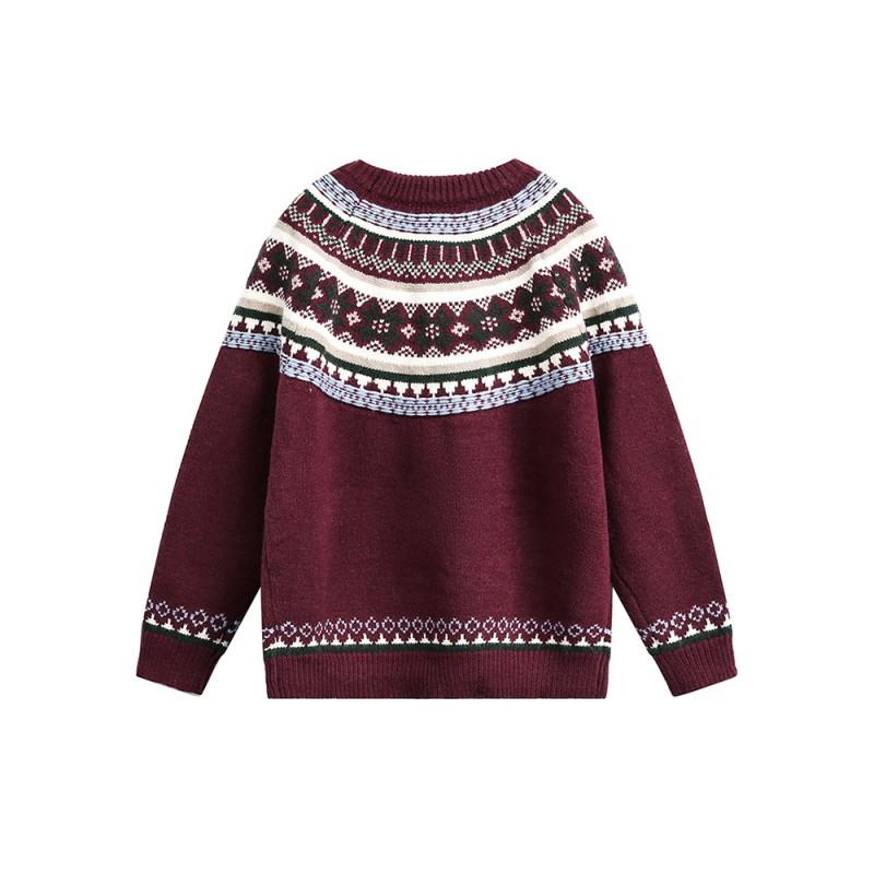 CATTEE American Fair Isle Crewneck Sweater Loose Couple Winter Knit Top Men Women