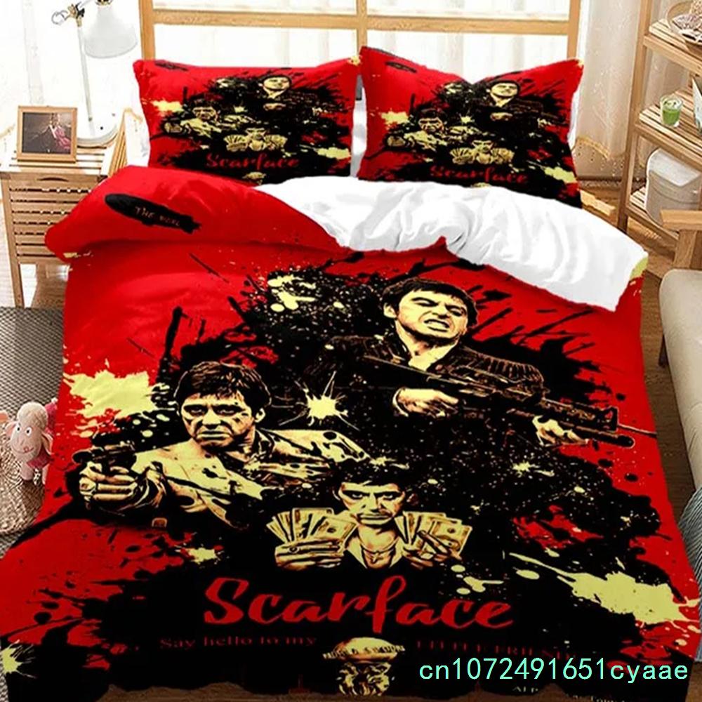 Tony Montana Scarfaces Bedding Set Boys Girls Twin Queen Size Duvet Cover Pillowcase Bed Boys Adult Home Textileextile