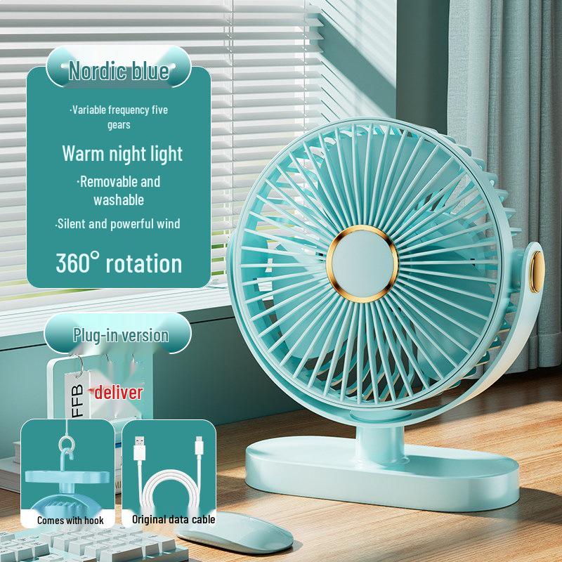 Ultra-Quiet USB Desktop Fan: High Power, Mini & Portable for Office or Study 0mAh