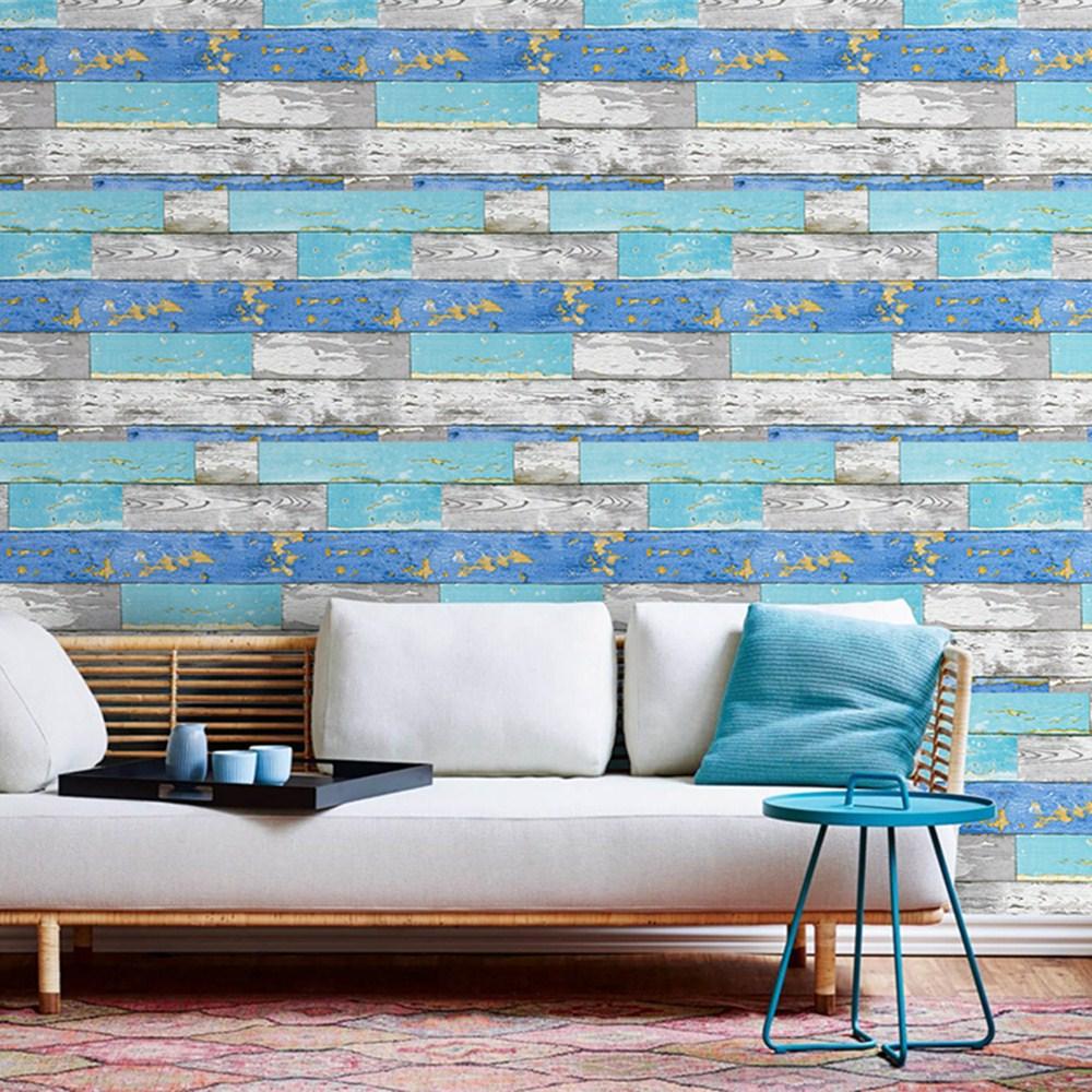 Blue Wood Vinyl Self Adhesive WallPaper For Living Room Bedroom Furniture Home Walls Decor 17.7"x19.ft DIY contact paper sticker