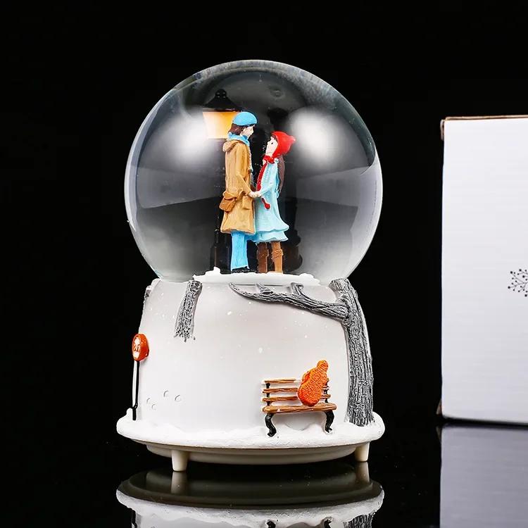 

Sky City Music Box Automatic Snowfall Crystal Ball Birthday Gift Resin Crafts Desktop Ornament