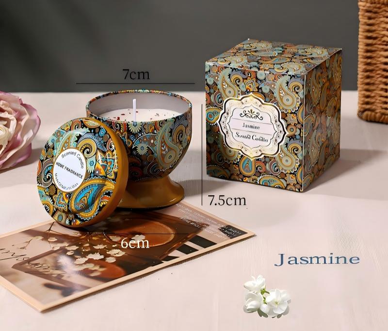 Tinplate Scented Candle Soy Wax Indoor Smokeless Fragrance Tinplate Gift Goblet Scented Candle 6*7.5*H7CM&Scented candles