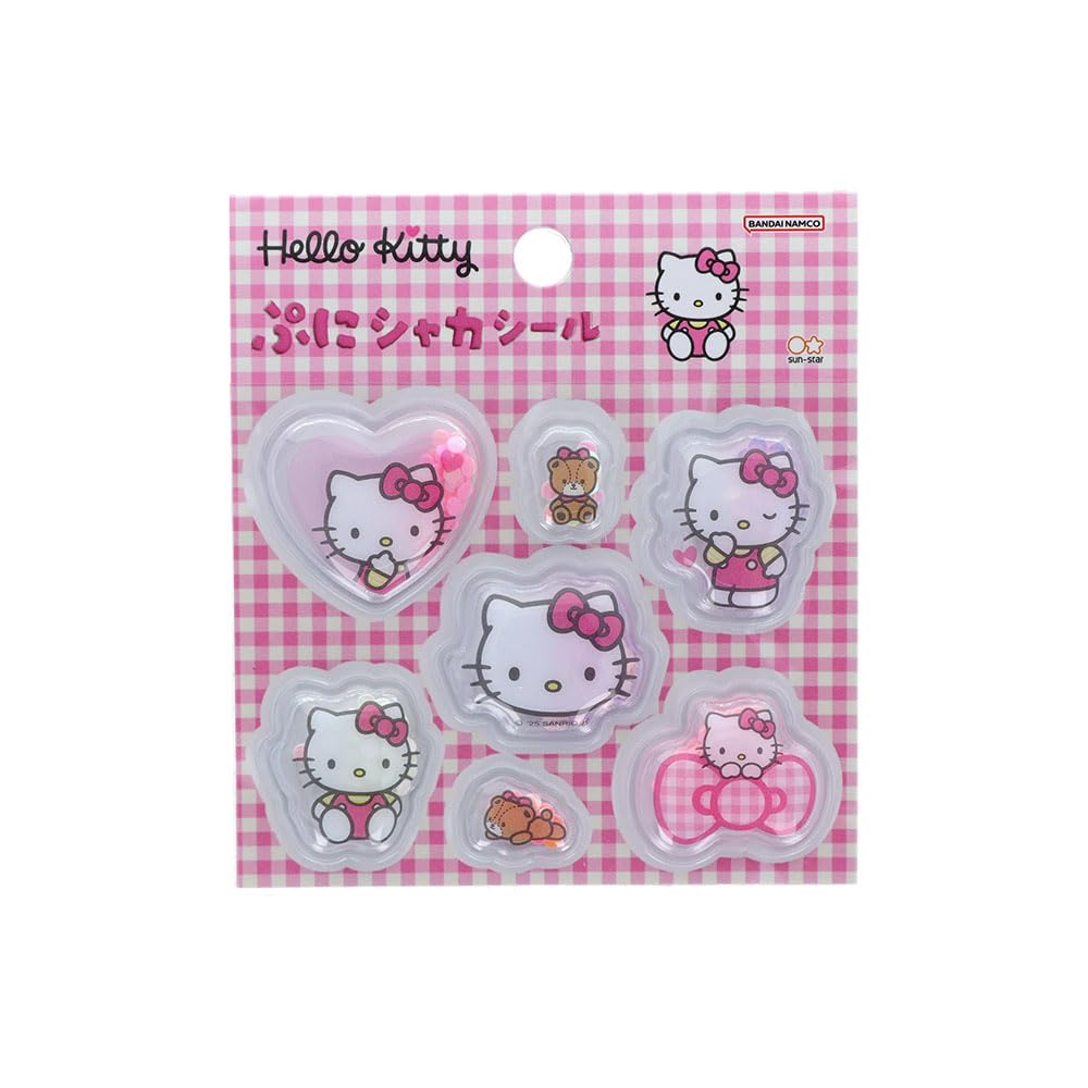 Stationery Sanrio Characters Pukkuri Puni Shaka Hello Kitty S8813868 Sun-Star Stickers, Pink,