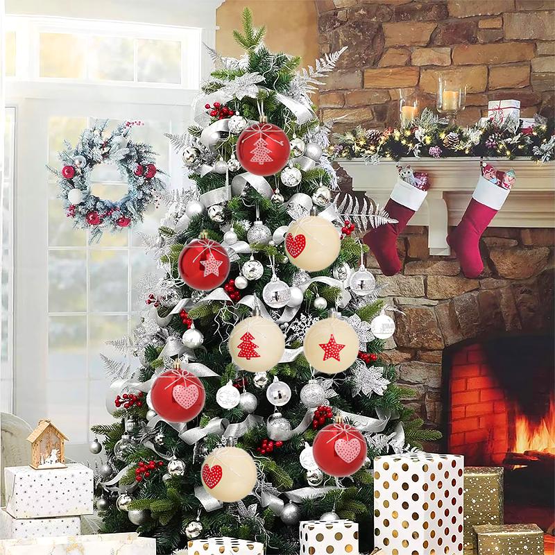 Christmas Home Decoration Cute Bow Design New Year Decoration Heart Pattern Exquisite Christmas Decorations Sweet Style 6PCS
