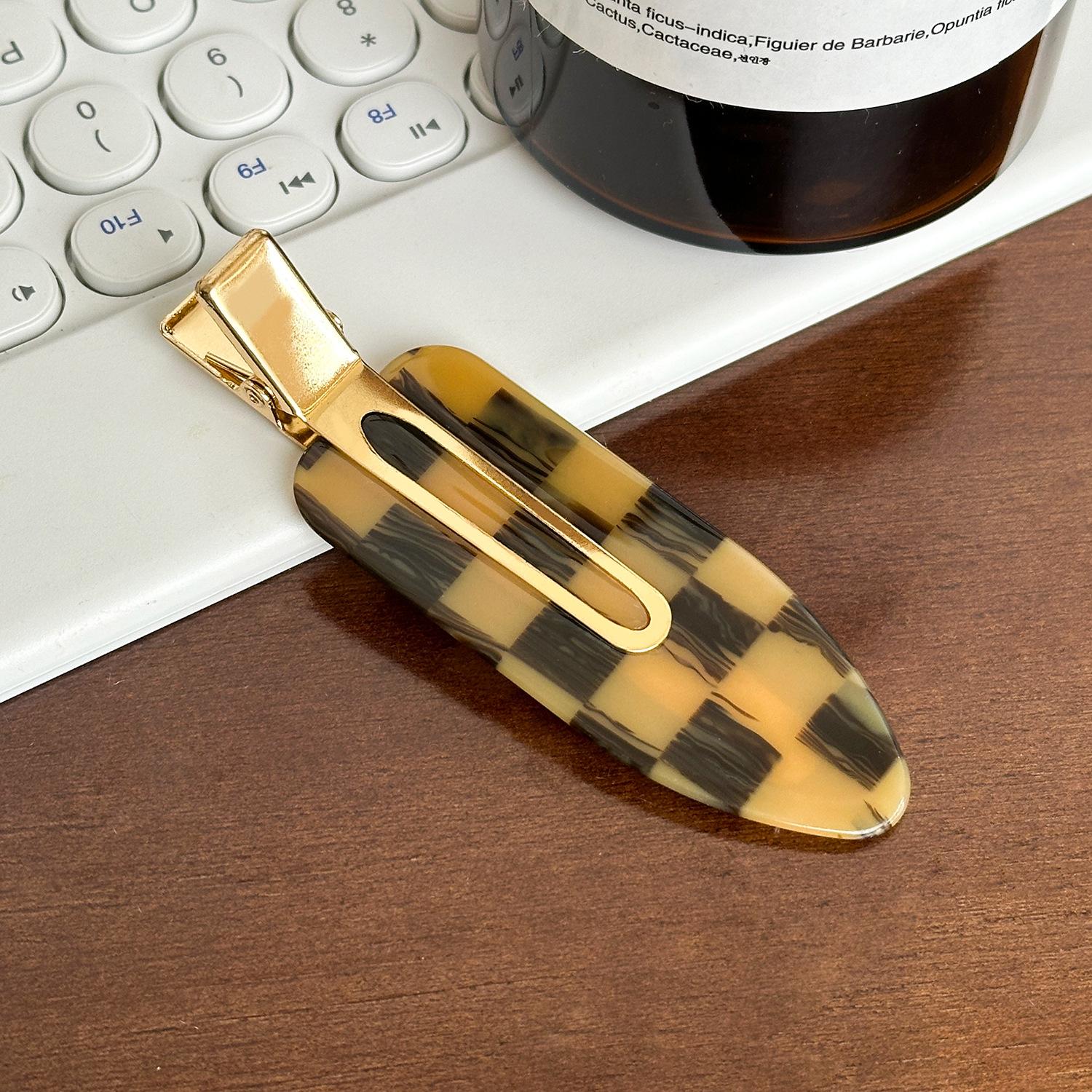 

Ацетатный Большой Модный Бесследный Зажим для Волос Универсальная Клетчатая Заколка для Волос Женщины Для Brown Check 9cm