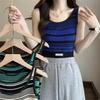 Women's Sports Stripe Camisole Summer Outer Wear Slim Fit Lining Sleeveless Sexy Top Outer Layer
