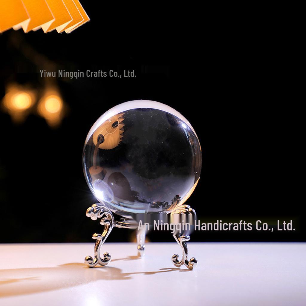 3D Astronaut Crystal Ball with Metal Triangle Stand - Creative Office Desktop Ornament & Gift