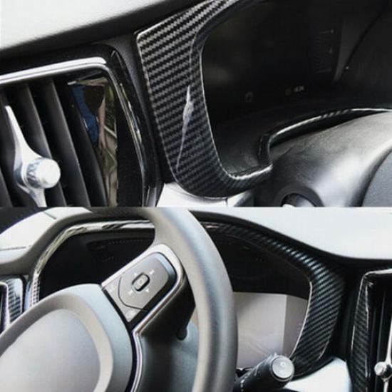 For Volvo XC60 2018 2019 2020 2021 Carbon Fiber Front Dahsboard Frame Cover Trim