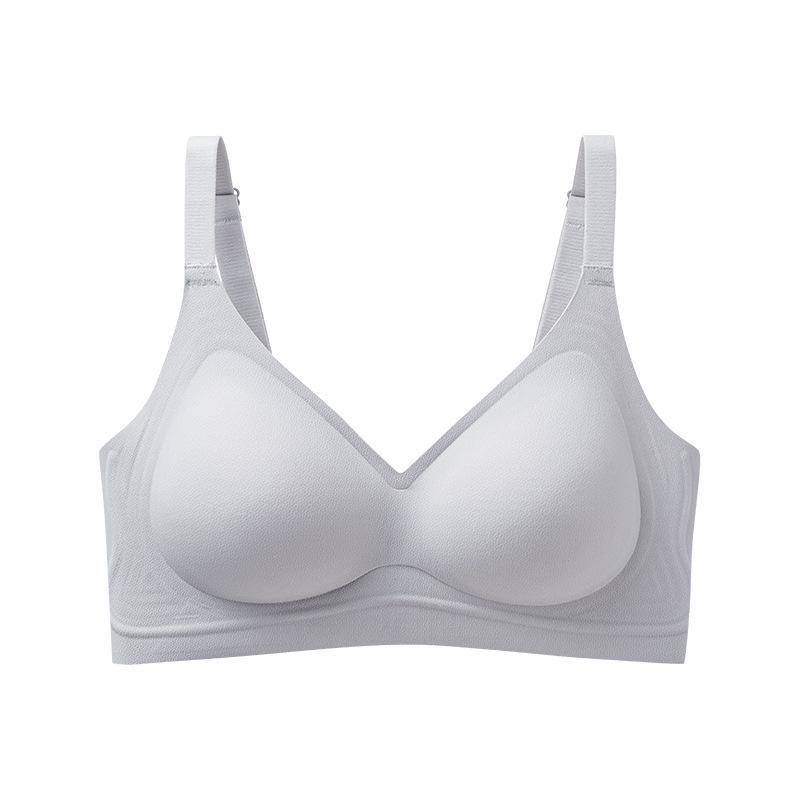 Women's Seamless Fashion Bra with W-shaped Soft Support, Wire-free Lifting Cups, and Thin Style Foundation.