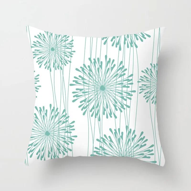 Mint Green Series Cushion Cover Home Living Room Sofa Decoration Geometric Print Pattern Square Pillowcase Bedroom Room