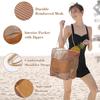 Women's Large Capacity Beach Tote Bag - Durable Polyester Woven Shoulder Bag with Open Top for Travel, Shopping