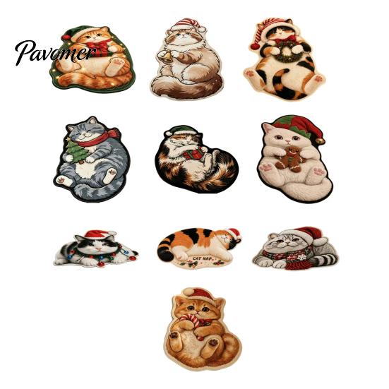 Kitchen Sink Rug Christmas Cat Shaped Rug, Plush Sleeping Absorbent Bathroom Mat, Xmas Lovers Gift Hat Kitty Non-slip Washable Area for Bedroom,