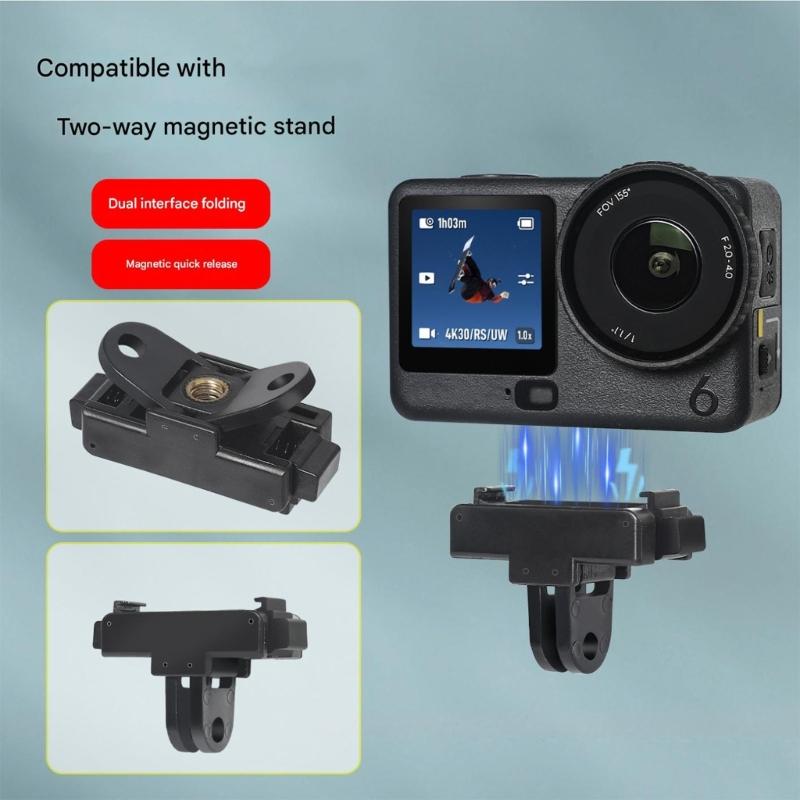 Lightweight Folding Magnetic Clip Quick Release Base for Action 6 Camera Ensuring Portability During Outdoor Activity