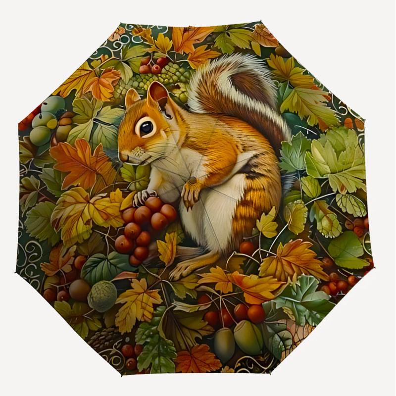 1PC Squirrel Fruit Umbrella-8-Rib Reinforced, Automatic Open, Lightweight & Durable, Cute Fashion Accessory for Outdoor-F2619