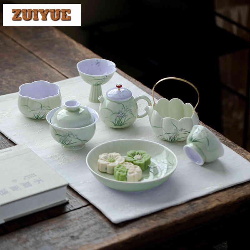 150ml Hand-painted Orchid Jianshui Tea Wash Bowl Tea Dust Cylinder Barrel Tea Residue Barrel Household Chaxi For Tea Decoration