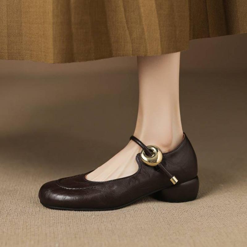 Wear Women's Non-slip Soft-soled Single Shoes In All Seasons, Comfortable Round Head Low-top Beef Tendon Sole Large-size Women's Shoes, New Small L