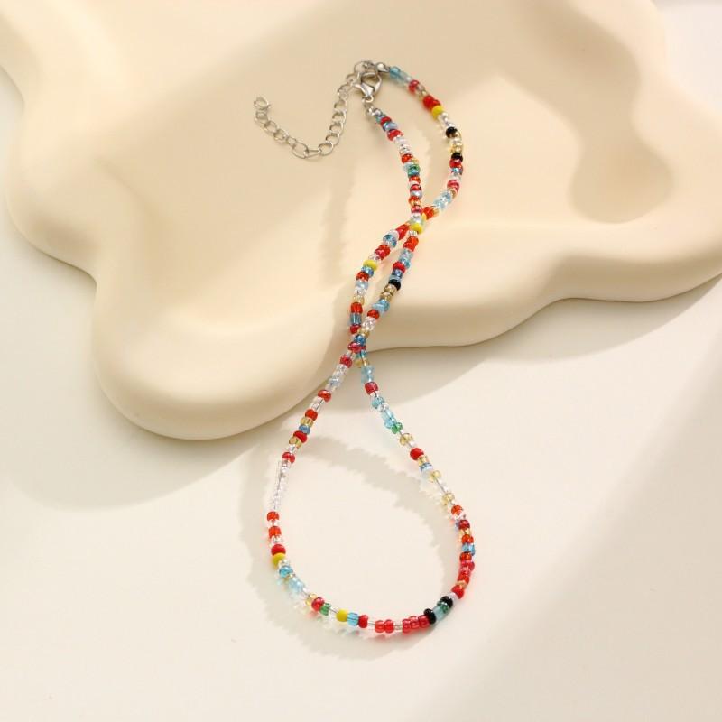 Neue Dopamin-Bonbonfarbe Reiskorn-Halskette, Böhmische Handgemachte Perlen-Halskette Schmuckzubehör
