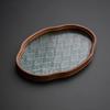 Japanese-style Wood Tray Retro Glass Tray Cake Candy Kung Fu Tea Jewelry Decor Tray Dessert Storage Dish Home Decor Posing Prop