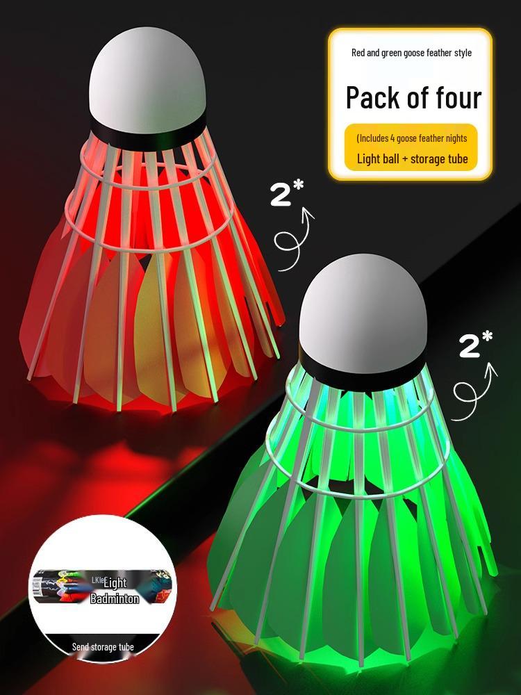 Luminous Windproof Nylon Badminton Shuttlecock with Fluorescent Light Strip for Outdoor Night Training