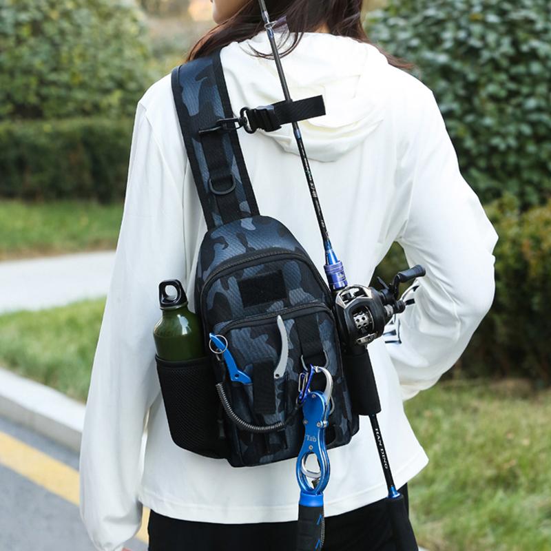Ny Luya Brystveske Multifunksjonell Utendørs Sport Fritid Taktikk Lerret Crossbody-veske Vanntett Bærbar Oppbevaringsveske for Fiskestang