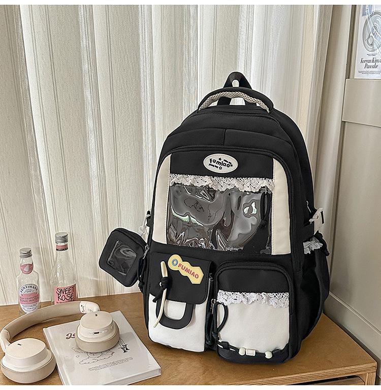 School bag, high value, large capacity, transparent and cute, junior high school student computer backpack, high school student backpack tide