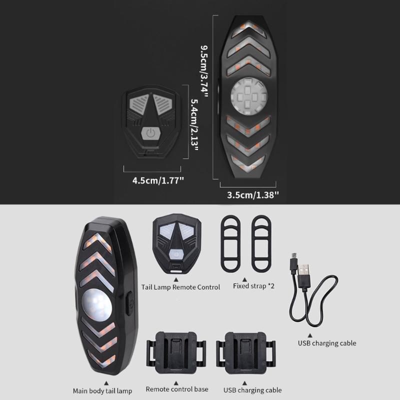 Rechargeable Bike Rear Light with Turning Signal for Cycling 5 Lighting Modes