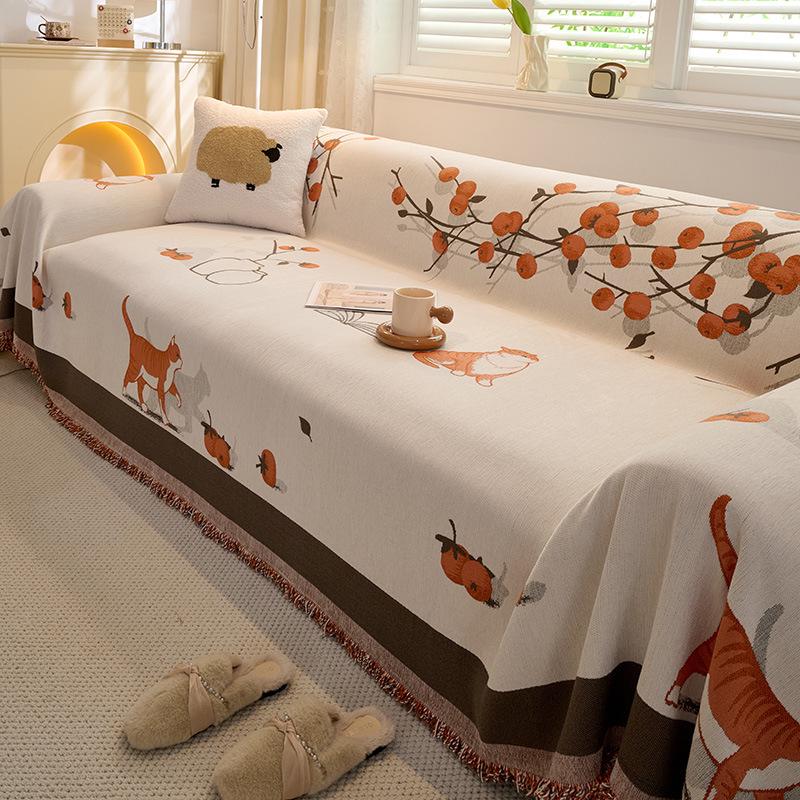 Chenille All-Season Cat Scratch-Resistant Festive Sofa Throw Blanket