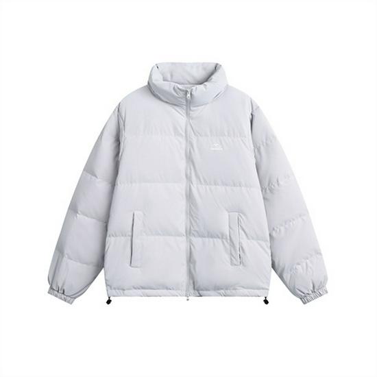 

Мужская куртка-пуховик свободного кроя с воротником-стойкой - зимний спортивный тренд, однотонный, 90% белый утиный пух 2XL светло-серый