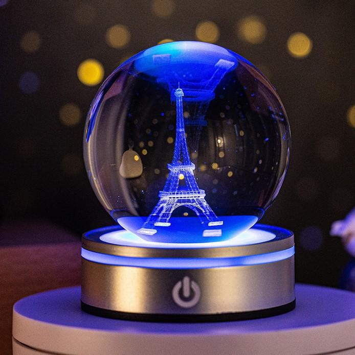 8cm 3D Earth Laser Engraved Crystal Ball Solar System Planet Milky Say Galaxy Globe Glass Sphere Astronomy Gift Home Decoration